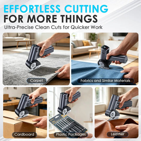 Electric Box Cutter With Smart Digital Display, 5 Speeds, Rechargeable Cordless Scissors For Cardboard, Cutting carpet and fabrics.