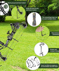 2 Pack Ground Bow Holder Set For Hunting Practice Ready To Go Ground Stake Bow Stand With Rubber Coated Build in use outdoors