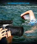 Person swimming with an Underwater DSLR Housing for Deep Sea Capture Gear, 20 Meter Depth Rating Waterproof Case With Full Access