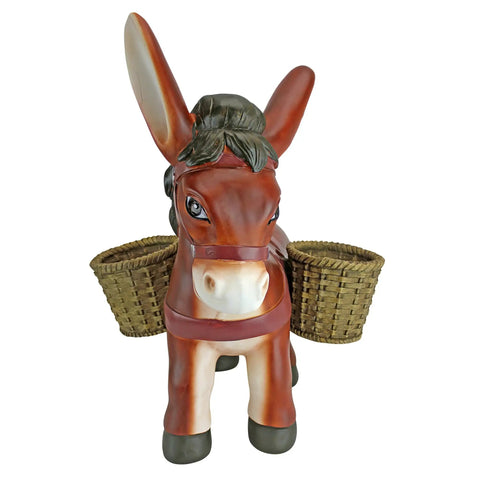 Pancho The Burro Planter Sculpture For Home And Garden Decor Hand Painted Donkey Planter Art In Crushed Stone Resin front view