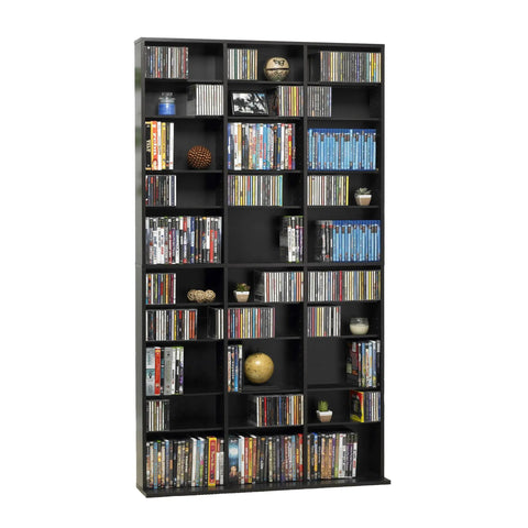 Heavy Duty Espresso Media Storage Cabinet With Deep Slots For CD DVD And Video Games Keeps Your Stash Secure And Tight While Bringing Super Cool Vibe To Your Living Room Setup
