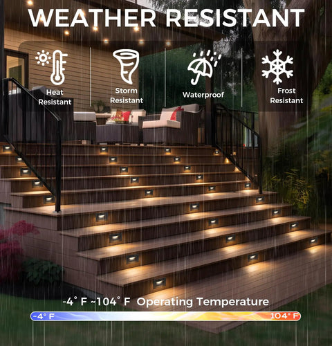 Weather-resistant Smart LED Step Lights Kit For Indoor And Outdoor Use RGBCW Color Changing Stair Lights 3W 2700K To 6500K