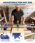 Person using 58 Inch Router Flattening Sled For Woodworking 5.5 Inch Height Adjustable Slab Flattening Jig in workshop.