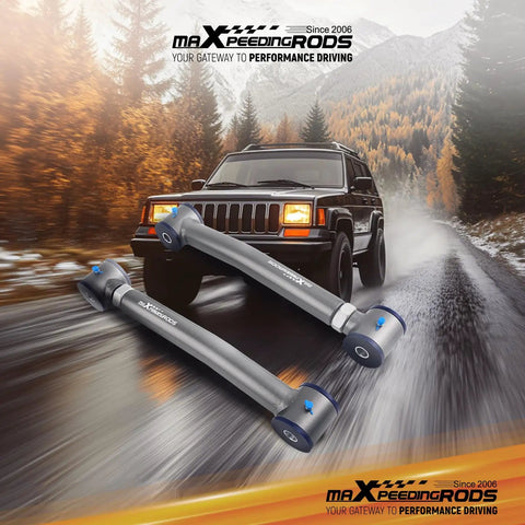 Adjustable Front Or Rear Lower Control Arm For Jeep Wrangler TJ Cherokee XJ Grand Cherokee ZJ Length 15.2-17.9 In Fits Stock To 4 In Lift Premium Steel Construction Direct Bolt On Upgrade Improved Alignment Off Road Ready. steel control arms on Jeep