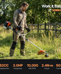 Person using Beast 52cc Gas Weed Eater 3 In 1 Trimmer Edger Brush Cutter With 18 Inch Cutting Path for heavy duty lawn care