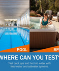 No Sweat 9 In 1 Pool And Hot Tub Test Kit For Fast Chemistry Checks On PH Total Chlorine Bromine Alkalinity in pool and spa settings.
