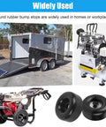 Image showing the 2.5 Inch Trailer Ramp Door Bumper Kit with round rubber stops and screw hardware for cargo trailers and equipment.