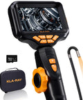 Rock Solid Two Way Articulating Borescope With Bright Led Lamp and Kickass Flexible Snake Cable for engine diagnostics, featuring a monitor.
