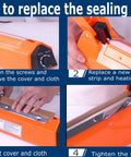 Step-by-step guide to replacing sealing strip on 12 Inch Tabletop Impulse Heat Sealer For Plastic Bags Manual Bag Sealer.
