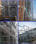 6 Foot Portable Scaffolding Tower With Four Level Adjustable Height Mobile Scaffold Platform in use on construction sites