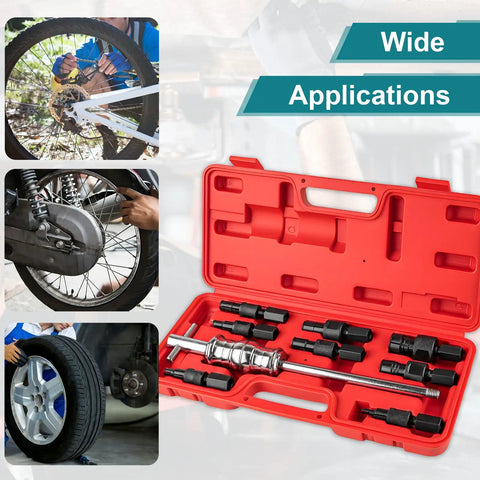 Tough-As-Nails 9-Piece Heavy-Duty Slide Hammer Puller Set with Versatile 8-32MM Expandable Collets in Red Storage Case