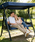 Heavy Duty Waterproof 3 Seat Swing Canopy Replacement For Porch Garden Backyard Bench Swing Navy Weatherproof Shade Top For Outdoor Relaxation Rain And Sun Protection