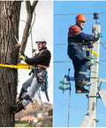 Workers using Hunting Safety Belt With Adjustable Lanyard For Tree Climbing And Deer Stand Setup in tree and pole climbing