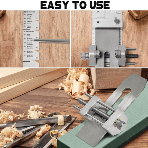 Chisel Sharpening Jig With Lightweight All Metal Honing Guide System, Adjustable for 0.156 to 3.46 inch chisels and planes.