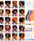 Pre Drawn Canvas Art Kit For Adults Includes 20 Canvases 20 Aprons 20 Palettes And 20 Paints Perfect For Sip And Paint Parties Virtual DIY Birthdays Date Night Gift Ideas showing canvases, aprons, palettes, paints.