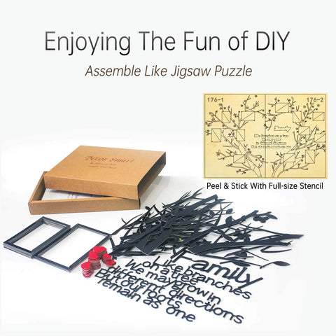 Love Family Tree Wall Decor Picture Frame Collage Removable 3D Acrylic Wall Stickers for Living Room DIY kit with stencil.