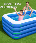 Epic 70x55x29 Inch Inflatable Family Pool For Adults With Heavy Duty Puncture Resistant Construction Outdoor Backyard Water Party