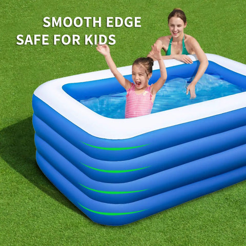 Epic 70x55x29 Inch Inflatable Family Pool For Adults With Heavy Duty Puncture Resistant Construction Outdoor Backyard Water Party