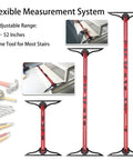 No Sweat Stair Tread Gauge Tool That Hits Marks Dead On With Extendable Folding Ruler and Hidden Screw Rail Guide For Fast Woodworking Layouts and DIY Step Projects, showing adjustable range of 8-52 inches.