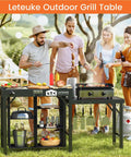 Portable Grill Table For Blackstone Griddle And Ninja Fits Foldable Prep Table with food and drinks in outdoor setting