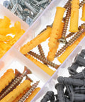 270-Piece Wall Anchors and Screws Kit for DIY and Engineering Projects - Heavy-Duty Self-Tapping Carbon Steel Screws, Rubber Anchors, All-Purpose Hardware Set for Concrete and Wood in organizer tray