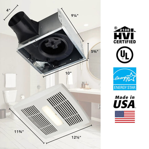 InVent Series Ceiling Bathroom Exhaust Fan With LED Light, Quiet 80 CFM, 0.7 Sones, Energy Star, white grille, installation guide