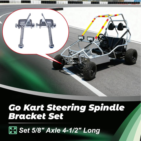 Heavy Duty Go Kart Steering Spindle Bracket Set With Four And A Half Inch Axle And Five Eighth Inch Shaft kit on track