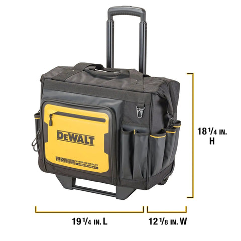 18 Inch Rolling Tool Bag With 27 Pockets For Rough Jobsites IP54 Water Resistant Compartment Built Tough From 1680D Fabric