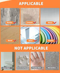 Image showing applicable and not applicable surfaces for Heavy Duty Baby Corner Guards And Edge Protectors with examples like marble and wet surfaces.