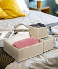 6 Piece Underwear Drawer Organizer Set Features Fold Flat Storage Bins Perfect For Your Closet Setup To Keep Socks Panties And Shirts Sorted Like A Pro with pink and white towels