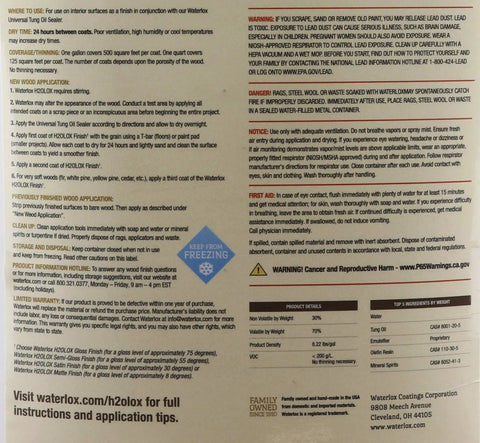 Label details of Water Based Gloss Finish Sealer One Gallon Diy Friendly Nontoxic When Dry Made With Renewable Resources Handcrafted In Ohio