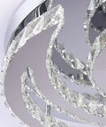 Close-up of Modern LED Crystal Chandelier Ceiling Light Fixture Square Flush Mount showing Premium K9 Crystals and stainless steel.