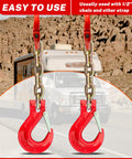 Half Inch Clevis Slip Hook And Chain Connector Link Set G80 Rated Tough As Nails Heavy Duty Tow Hooks in red on road