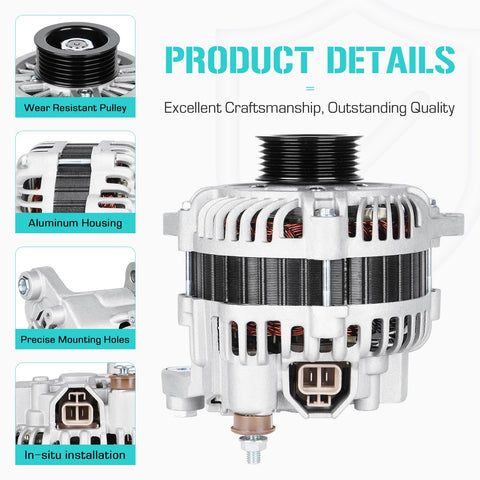 Beefy Replacement Alternator For V6 Three Point Five Liter Engines Compatible With Pathfinder 2004 350Z 2003 2006 Infiniti G35 2003 2006