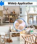 150 Piece Wood Plugs Assortment Kit With Four Sizes 3/16 Inch 5/16 Inch 3/8 Inch And 1/2 Inch For Holes In Furniture Tables Chairs Cabinets And Outdoor Equipment Made From Premium Schima Wood, shown in various furniture applications.