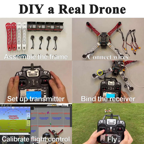 Steps to build F450 Do It Yourself Drone Kit With Pixhawk GPS, assembly, wiring, transmitter, receiver, calibration, flight