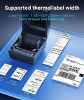 Built Like A Tank Thermal Shipping Label Printer Smashes Out Your 4x6 Labels At Six Ips With This Plug And Play Usb Device; showing supported label sizes.
