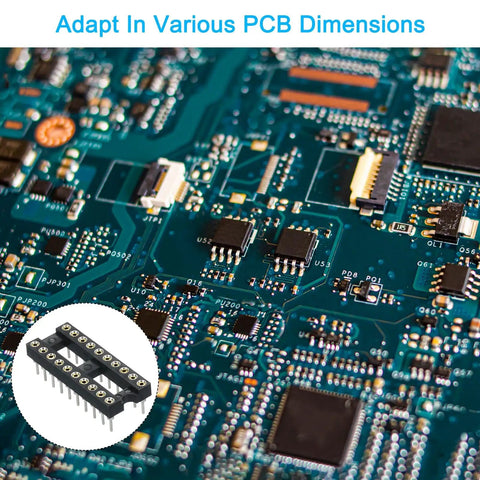 20 Pack 2.54mm Pitch DIP IC Socket Dual Row 20 Pins Round Pins Soldering Friendly for Electronics DIY Projects and Experiments Great for PCB Prototyping and Breadboard Hobbyists Plug And Play Ready on circuit board