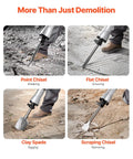 Beast 2200W Electric Demolition Jack Hammer Kit with 1400 BPM Concrete Breaker using chisel bits for various tasks