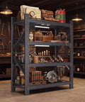 60 Inch Wide Heavy Duty Garage Shelving Rack With 5000 Lb Capacity, Industrial 4 Tier Storage Unit in a workshop