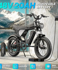 High Power 1500W Fat Tire Electric Bike For Adults With Removable 48V 20Ah Battery, Top Speed 35 MPH
