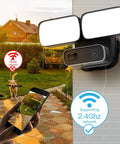 Outdoor Floodlight Security Camera 1080P HD WiFi Night Vision With AI Motion Detection Alarm 2400LM IP65 Waterproof in courtyard