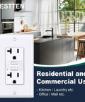 GFCI Outlet 20 Amp Slim Design Pack Of 10 With LED Indicator And Wall Plate Included ETL Certified in modern kitchen scene