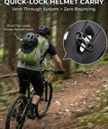 Cyclist with 2L Hydration Pack With Zipper Phone Pocket On Shoulder Strap, Lightweight Daypack For Cycling, Quick Lock Helmet Clip