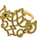 Chippendale Style Satin Brass Drawer Bail Pull For Antique Cabinets And Furniture Reproductions, ornate design close-up