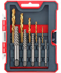 10 Piece Screw Extractors And HSS Drill Bit Set With Left Hand Spiral Flute Removers for Broken, Damaged And Stripped Screws in case