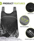 20L Ultra Lightweight Hiking Daypack That Packs Down Small For Camping, Cycling And Outdoors, water-resistant black design with features