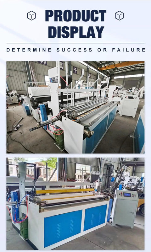 Heavy Duty Compact Toilet Paper Making Machine Full Throttle Rewinder Embosser Cutting Rig in a modern facility setup.