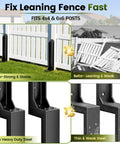 Heavy Duty Fence Post Repair Kit With Steel Ground Spike Anchors to Fix Leaning Or Broken 4x4 And 6x6 Wood Posts in Your Yard Garden