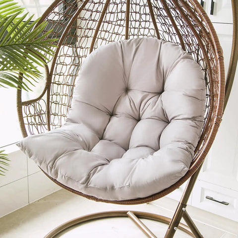 Thickened Hammock Swing Chair Cushion Set For Indoor Outdoor Relaxation, Hanging Egg Chair Back Pad And Basket Seat Pillow in wicker chair.